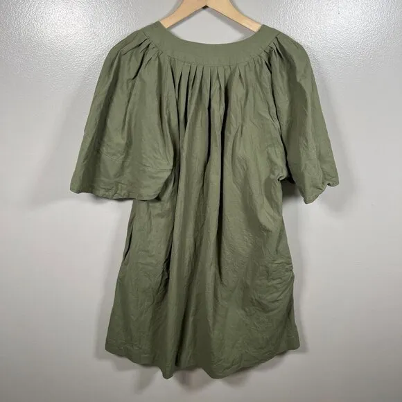 Tuckernuck Pomander Place Finley Flutter Sleeve Dress Size Medium Sage Green