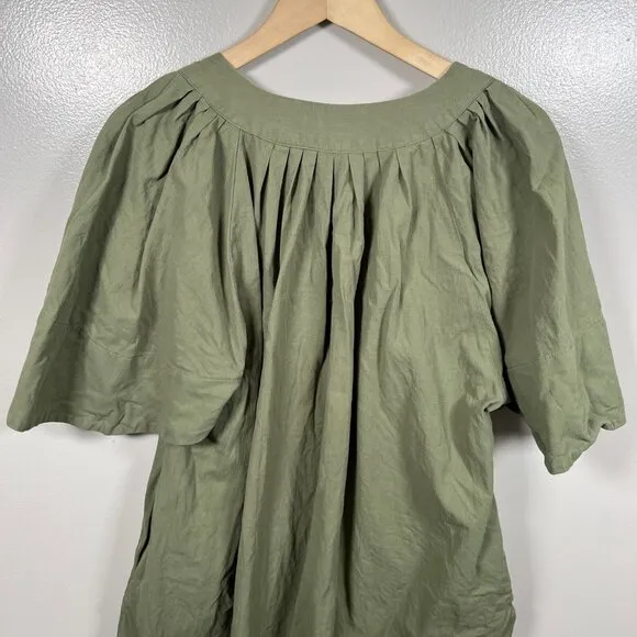 Tuckernuck Pomander Place Finley Flutter Sleeve Dress Size Medium Sage Green