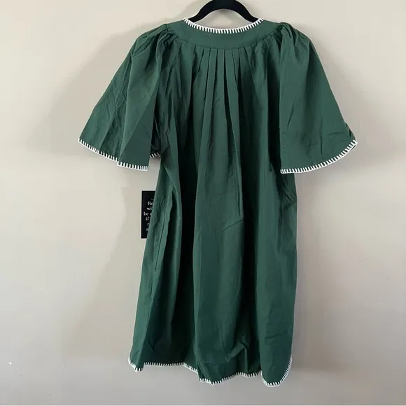 Tuckernuck Pomander place Finley flutter sleeve mini dress xl Green stitching
