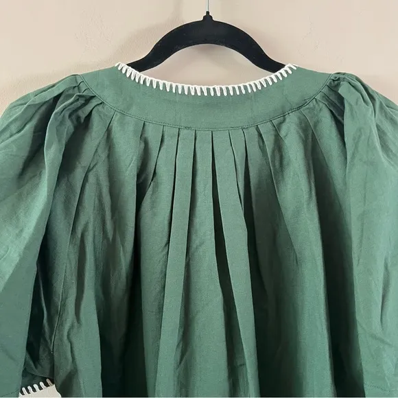 Tuckernuck Pomander place Finley flutter sleeve mini dress xl Green stitching