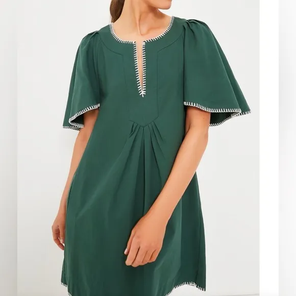 Tuckernuck Pomander place Finley flutter sleeve mini dress xl Green stitching
