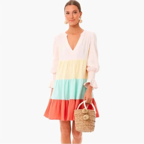 Tuckernuck Pomander Place Kenzo Long Sleeve Tiered Mini Sorbet Pastel Size Small