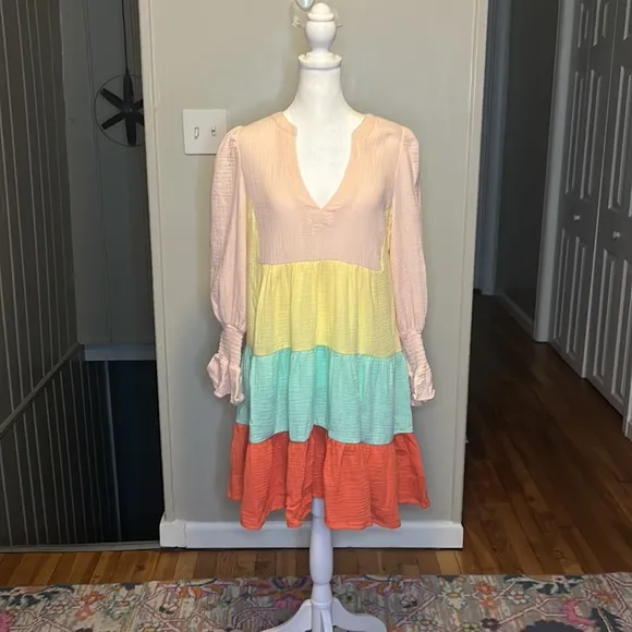 Tuckernuck Pomander Place Kenzo Long Sleeve Tiered Mini Sorbet Pastel Size Small