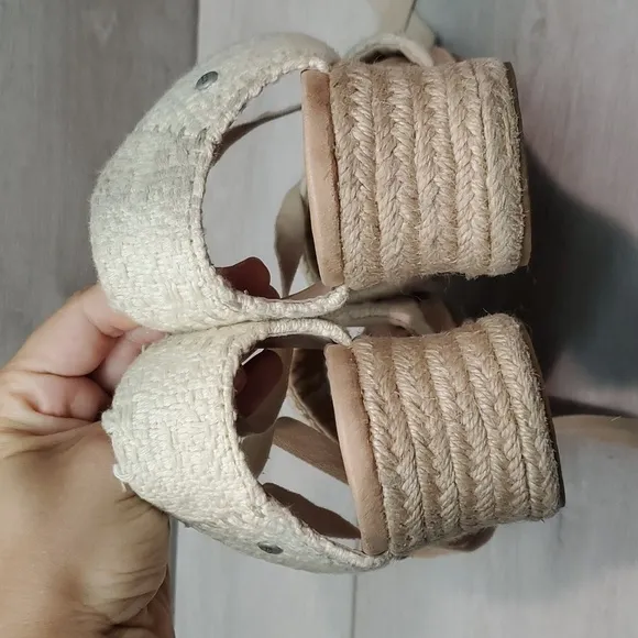 Ugg Australia Women Espadrille Wedge Lace Up Sandals shoes sz 9.5