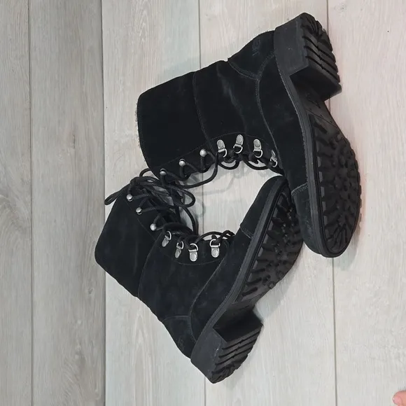 UGG Australia Women Gradin Combat Lace Up Leather Boots Chunky Shoes sz 7.5