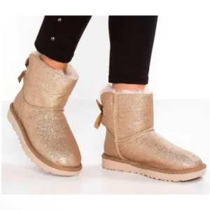 UGG Bailey Gold Sparkle Boots size 7 EUC $175  retail
