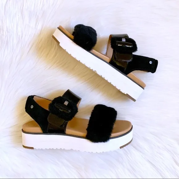 UGG Black Le Fluff Platform Sandals