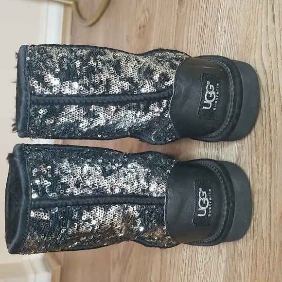 UGG Black Silver Sequin Boots
