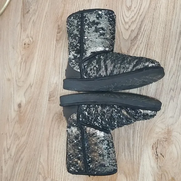 UGG Black Silver Sequin Boots