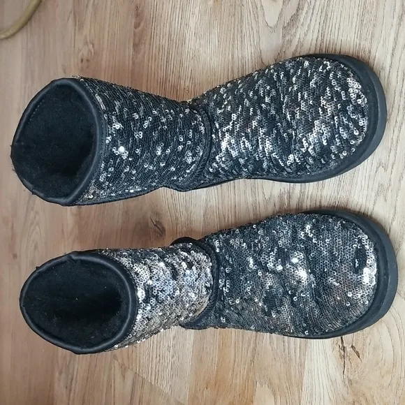 UGG Black Silver Sequin Boots