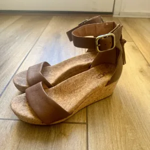 UGG Brown Wedge Sandals with Cork Heel
