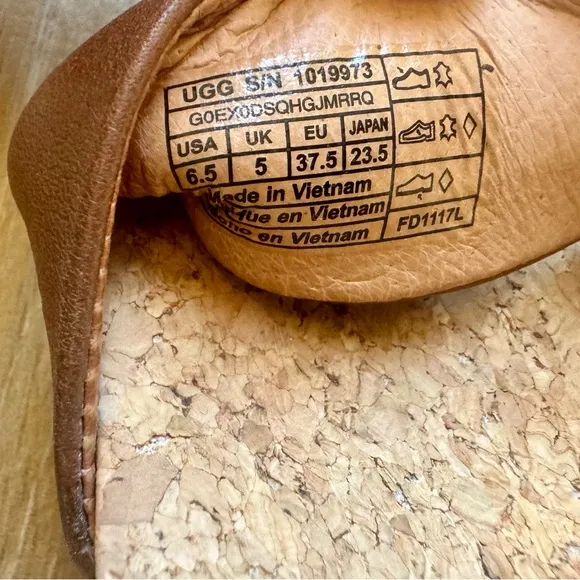 UGG Brown Wedge Sandals with Cork Heel