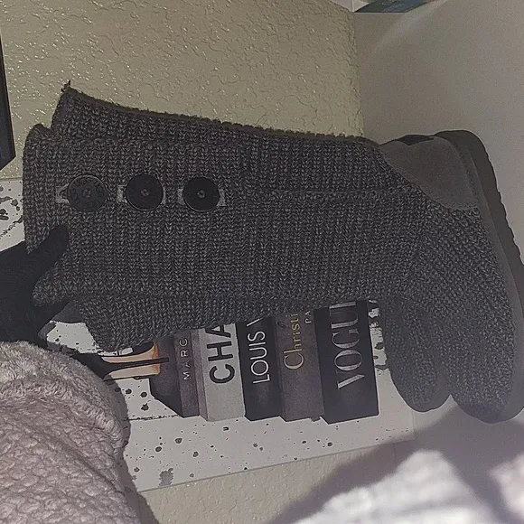 Ugg Cardy knit charcoal grey boots, sz 7, EU 38