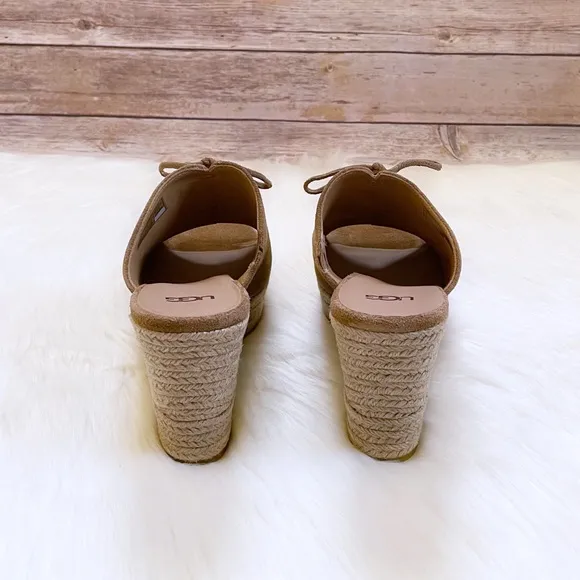 UGG Chestnut Suede Giorgia Espadrille Wedge Sandals