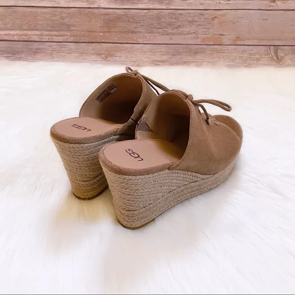 UGG Chestnut Suede Giorgia Espadrille Wedge Sandals