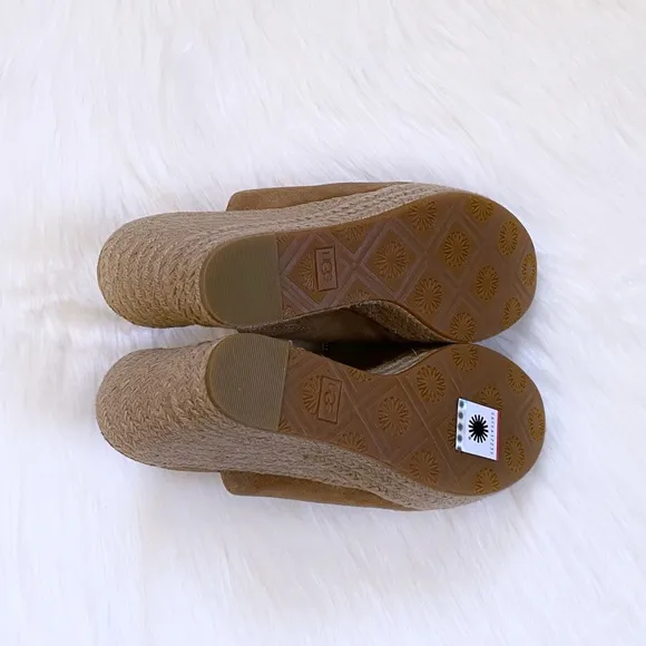 UGG Chestnut Suede Giorgia Espadrille Wedge Sandals