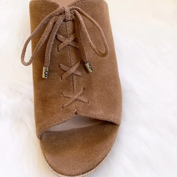 UGG Chestnut Suede Giorgia Espadrille Wedge Sandals