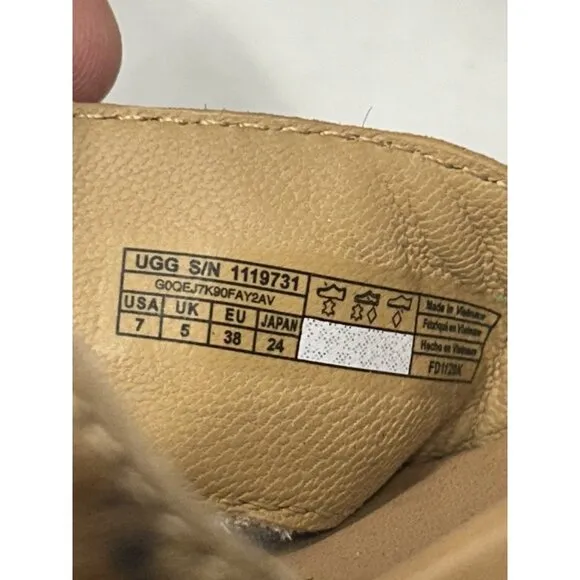 Ugg Eugenia Wedge Zip Hook Loop Sandals Shoes Women’s 7 Leopard Print Calf Hair