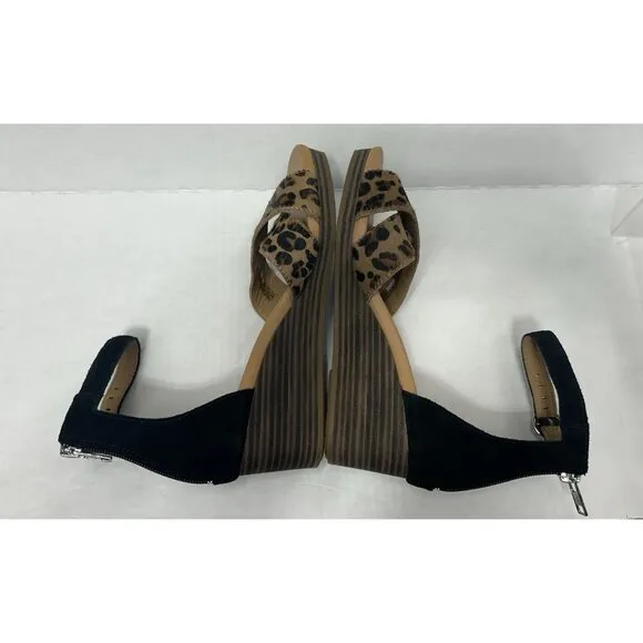 Ugg Eugenia Wedge Zip Hook Loop Sandals Shoes Women’s 7 Leopard Print Calf Hair