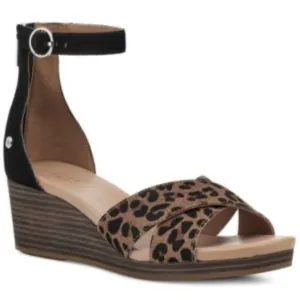 Ugg Eugenia Wedge Zip Hook Loop Sandals Shoes Women’s 7 Leopard Print Calf Hair
