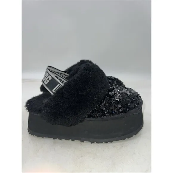 UGG Funkette Platform Womens Slipper Sandals Size 5 Stellar Sequin Black Slide