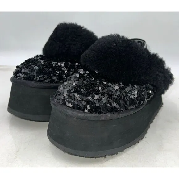 UGG Funkette Platform Womens Slipper Sandals Size 5 Stellar Sequin Black Slide