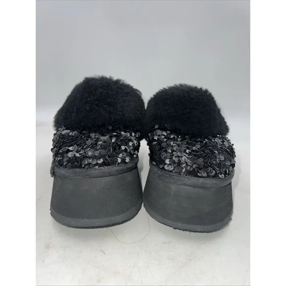 UGG Funkette Platform Womens Slipper Sandals Size 5 Stellar Sequin Black Slide
