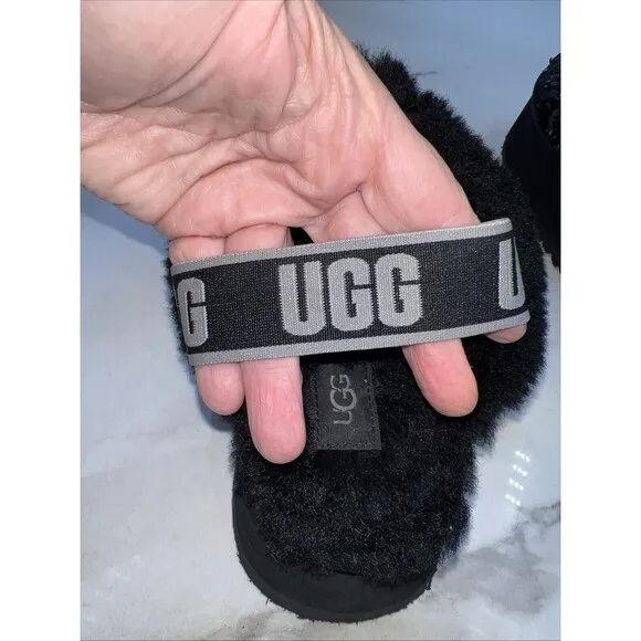 UGG Funkette Platform Womens Slipper Sandals Size 5 Stellar Sequin Black Slide
