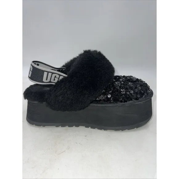 UGG Funkette Platform Womens Slipper Sandals Size 5 Stellar Sequin Black Slide