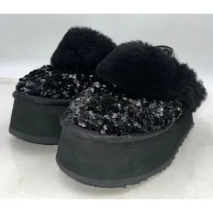 UGG Funkette Platform Womens Slipper Sandals Size 5 Stellar Sequin Black Slide