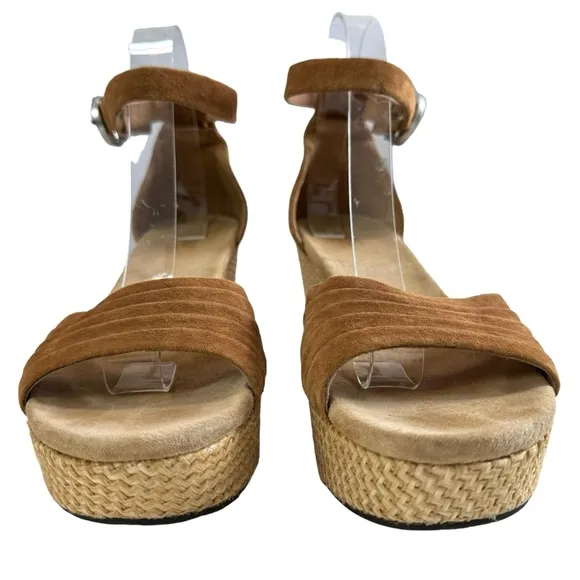 Ugg Leanne Suede Platform Wedge Ankle Strap Sandals in Chestnut Size 9