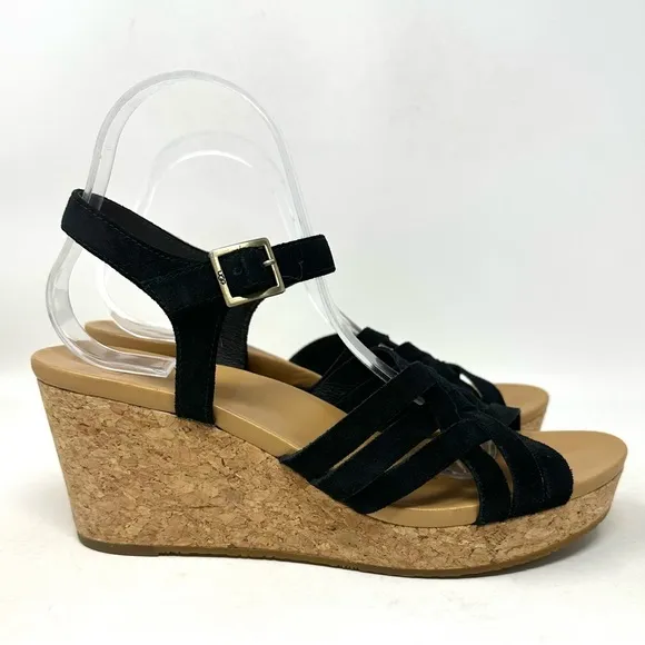 UGG Uma Wedge Sandal 1019892 Black Womens 10