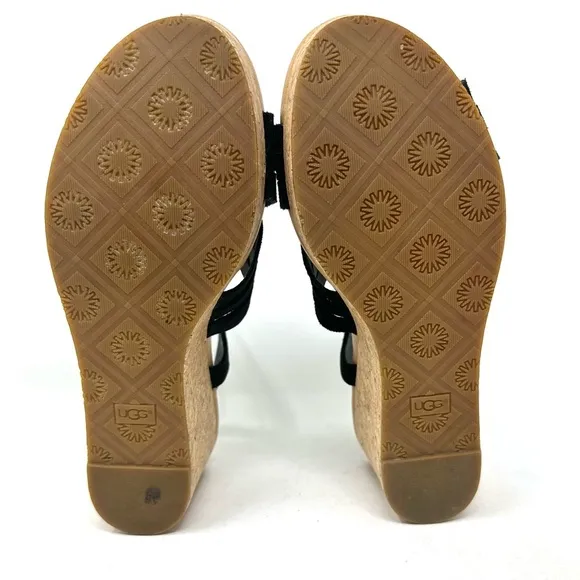 UGG Uma Wedge Sandal 1019892 Black Womens 10