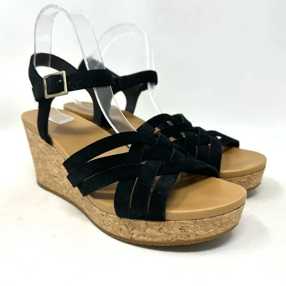UGG Uma Wedge Sandal 1019892 Black Womens 10