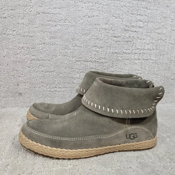 Ugg Varney Women's Size US 6 Gray Moccasin Suede Ankle Boho Bootie Shoes 1104653