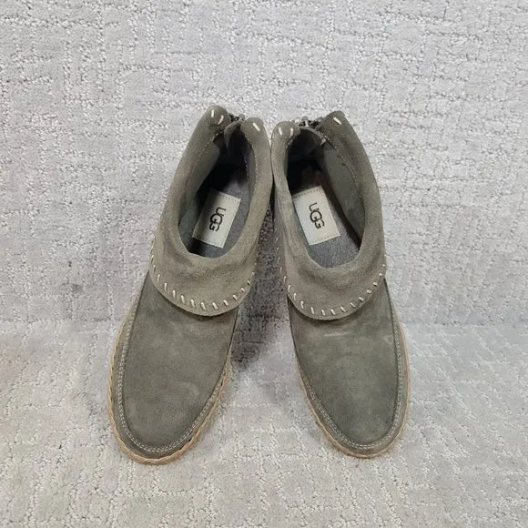 Ugg Varney Women's Size US 6 Gray Moccasin Suede Ankle Boho Bootie Shoes 1104653