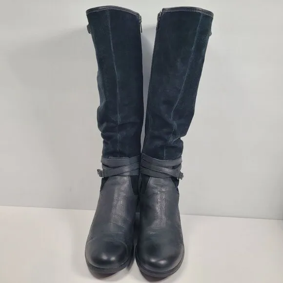 Ugg Women's Black Leather &amp; Suede Wedge Knee-High Boots S/N 1005266 US Size 9