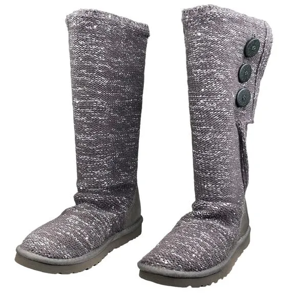 UGG Women's Cardy Gray Metallic Pull On Winter Boot Size US 7