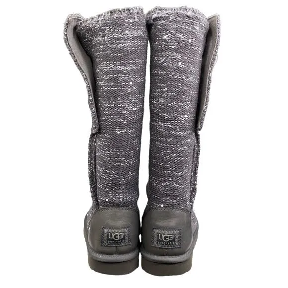 UGG Women's Cardy Gray Metallic Pull On Winter Boot Size US 7