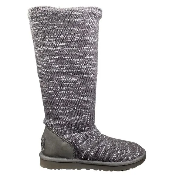 UGG Women's Cardy Gray Metallic Pull On Winter Boot Size US 7