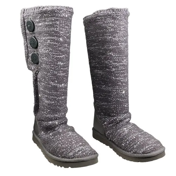 UGG Women's Cardy Gray Metallic Pull On Winter Boot Size US 7