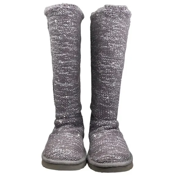 UGG Women's Cardy Gray Metallic Pull On Winter Boot Size US 7