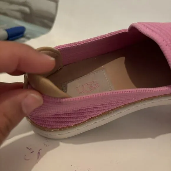 UGG Women's Sammy Slip On Sneaker Size 6.5 Pink Brown Rib Knit Comfortable