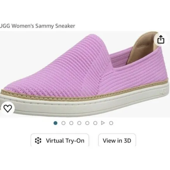 UGG Women's Sammy Slip On Sneaker Size 6.5 Pink Brown Rib Knit Comfortable