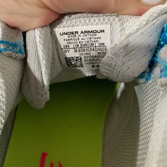 Under Armour gray and neon colored shoes - Youth 6 size. Like new!