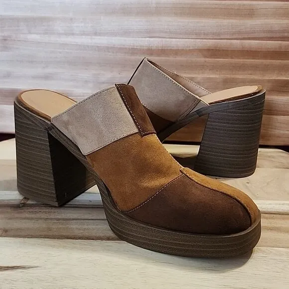 UNIVERSAL THREAD TESS FAUX LEATHER PLATFORM MULE CHUNKY HEELS SIZE 11 NWOB