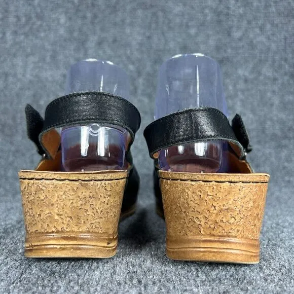 V Italia Sandals Womens 40 US 9-9.5 Black Leather Platform Wedge Ankle Strap