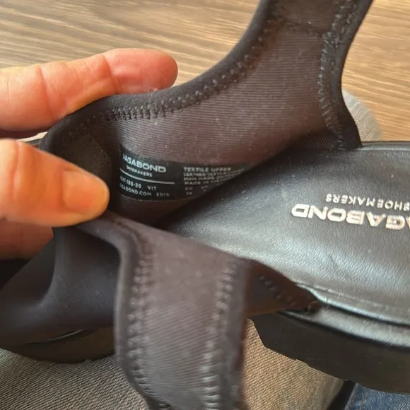 Vagabond size 8 black lug sole sling back chunky sandals neoprene