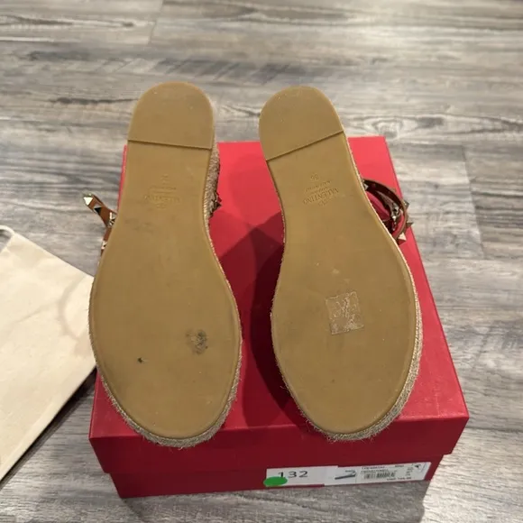 Valentino Garavani Rockstud Flatform Espadrilles Sandals Leopard Espadrille Sz 6