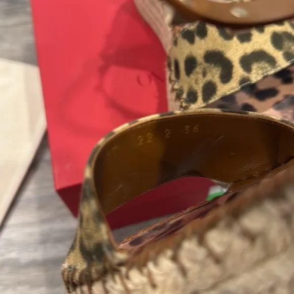 Valentino Garavani Rockstud Flatform Espadrilles Sandals Leopard Espadrille Sz 6